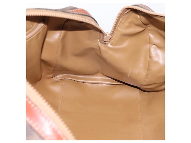 Céline Borsa Boston CELINE Macadam Canvas PVC Leather Brown Gold Auth 197619 Marrone D'oro - vista 18