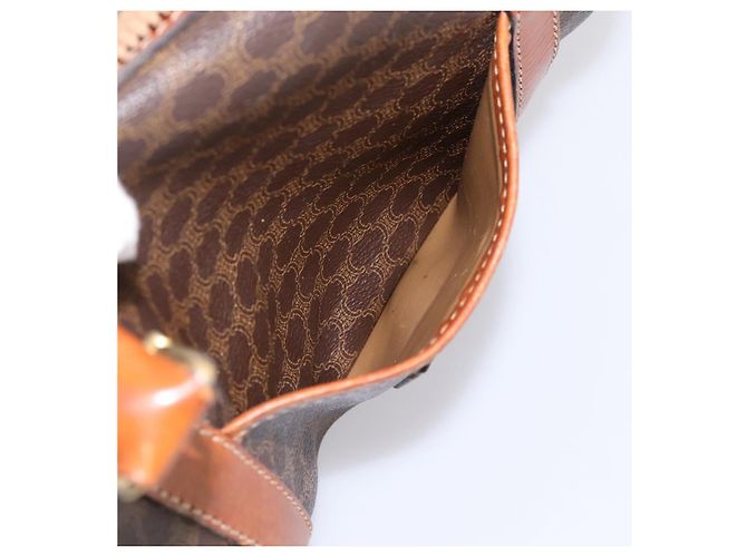 Céline Borsa Boston CELINE Macadam Canvas PVC Leather Brown Gold Auth 197619 Marrone D'oro - vista 22