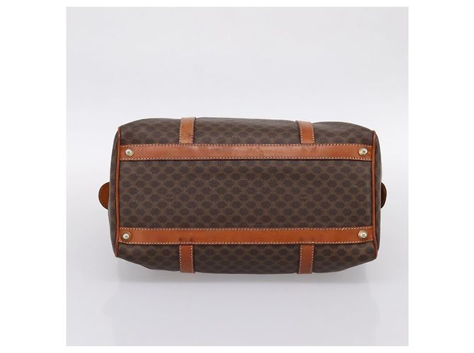 Céline Borsa Boston CELINE Macadam Canvas PVC Leather Brown Gold Auth 197619 Marrone D'oro - vista 5