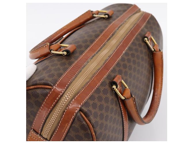 Céline Borsa Boston CELINE Macadam Canvas PVC Leather Brown Gold Auth 197619 Marrone D'oro - vista 6