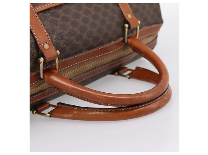 Céline Borsa Boston CELINE Macadam Canvas PVC Leather Brown Gold Auth 197619 Marrone D'oro - vista 7