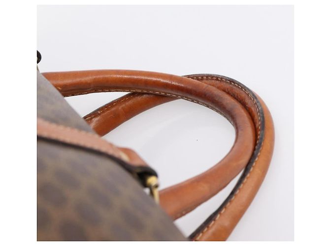 Céline Borsa Boston CELINE Macadam Canvas PVC Leather Brown Gold Auth 197619 Marrone D'oro - vista 8
