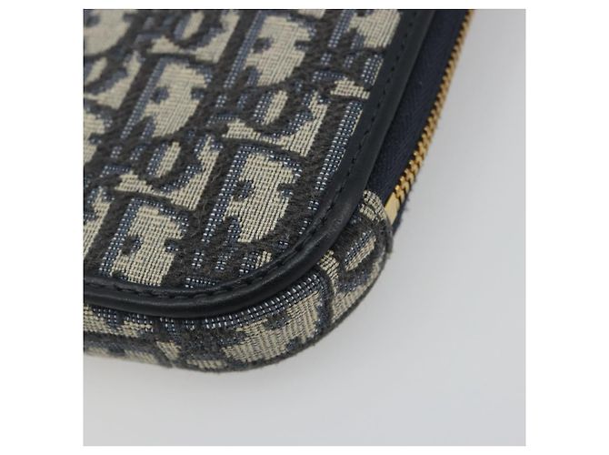 Christian Dior Trotter Canvas Oblique Phone Holder Navy Gold Auth 196681M D'oro Blu navy - vista 16