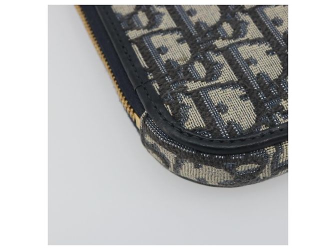 Christian Dior Trotter Canvas Oblique Phone Holder Navy Gold Auth 196681M D'oro Blu navy - vista 17