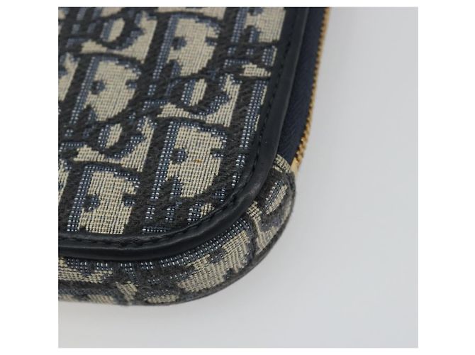 Christian Dior Trotter Canvas Oblique Phone Holder Navy Gold Auth 196681M D'oro Blu navy - vista 18