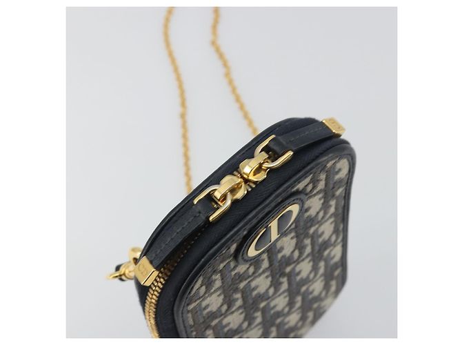 Christian Dior Trotter Canvas Oblique Phone Holder Navy Gold Auth 196681M D'oro Blu navy - vista 21