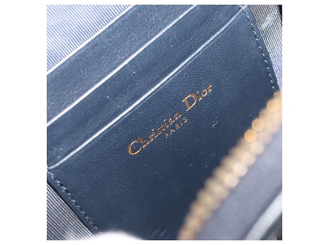 Christian Dior Trotter Canvas Oblique Phone Holder Navy Gold Auth 196681M D'oro Blu navy - vista 22