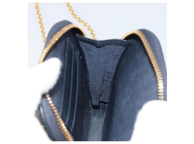 Christian Dior Trotter Canvas Oblique Phone Holder Navy Gold Auth 196681M D'oro Blu navy - vista 23