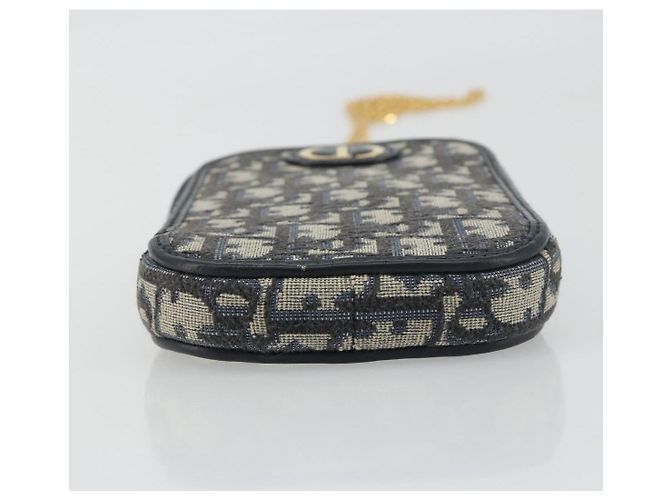 Christian Dior Trotter Canvas Oblique Phone Holder Navy Gold Auth 196681M D'oro Blu navy - vista 5