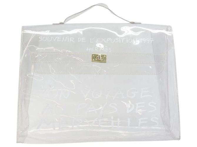 Hermès Borsa a mano HERMES Kelly in vinile, Vinile Trasparente Oro Auth 200295 D'oro - vista 13