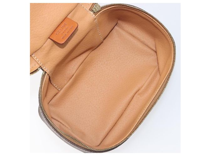 Céline Borsa Vanity a mano con catena CELINE Macadam Canvas PVC Pelle Marrone Oro Auth 199112A D'oro - vista 11