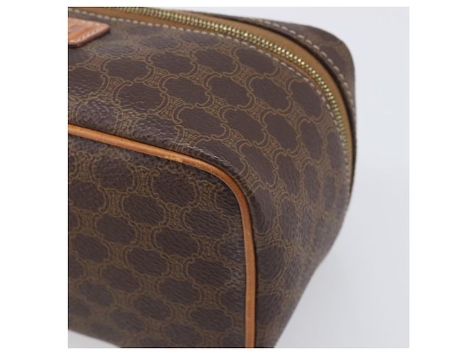 Céline Borsa Vanity a mano con catena CELINE Macadam Canvas PVC Pelle Marrone Oro Auth 199112A D'oro - vista 14