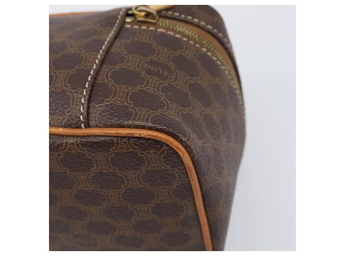 Céline Borsa Vanity a mano con catena CELINE Macadam Canvas PVC Pelle Marrone Oro Auth 199112A D'oro - vista 16