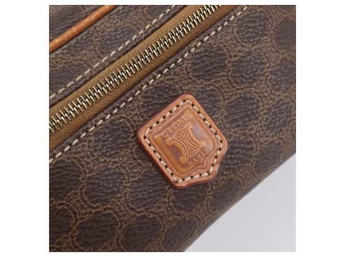 Céline Borsa Vanity a mano con catena CELINE Macadam Canvas PVC Pelle Marrone Oro Auth 199112A D'oro - vista 18
