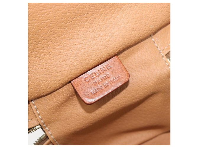 Céline Borsa Vanity a mano con catena CELINE Macadam Canvas PVC Pelle Marrone Oro Auth 199112A D'oro - vista 20