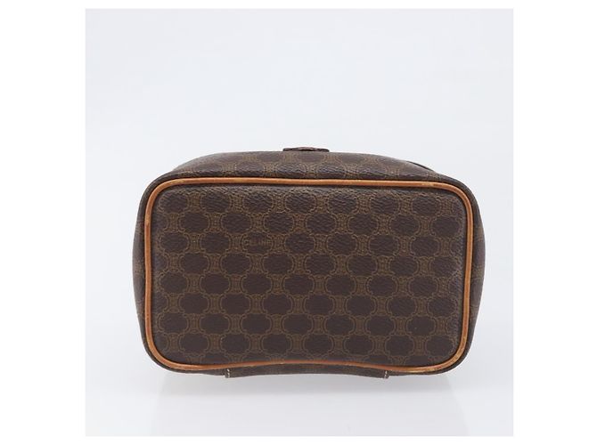 Céline Borsa Vanity a mano con catena CELINE Macadam Canvas PVC Pelle Marrone Oro Auth 199112A D'oro - vista 5