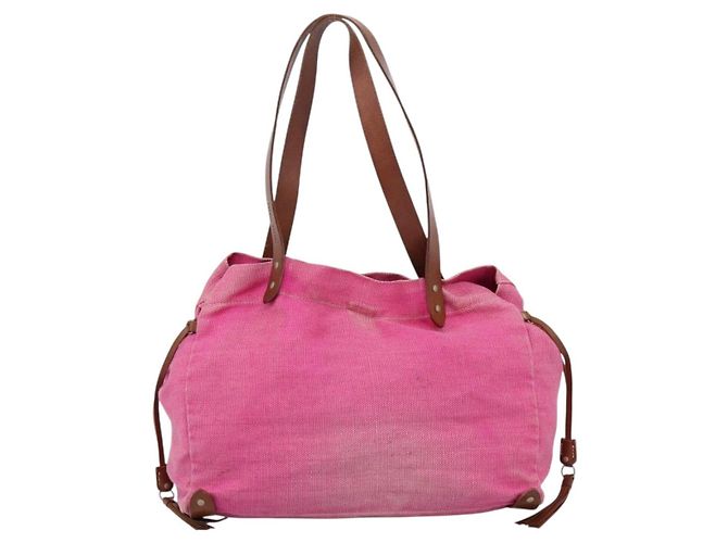 Borsa Tote Miu Miu Canvas Pink Auth 199676 Rosa - vista 13