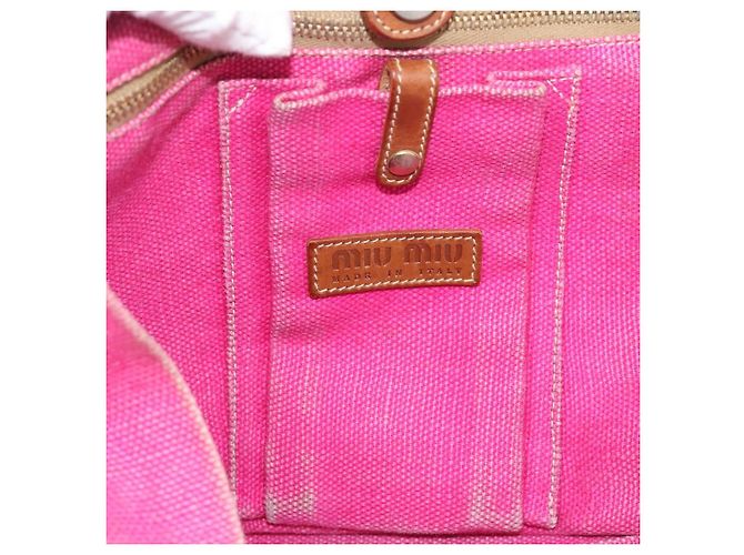 Borsa Tote Miu Miu Canvas Pink Auth 199676 Rosa - vista 17