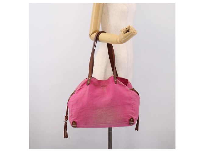 Borsa Tote Miu Miu Canvas Pink Auth 199676 Rosa - vista 21