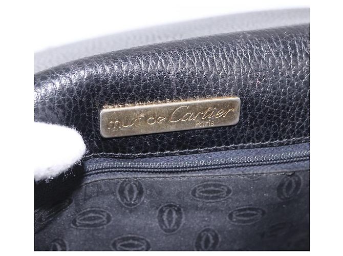 Borsa a tracolla CARTIER Pelle Nero Oro Auth 197686 D'oro - vista 11