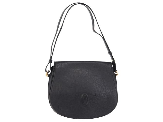 Borsa a tracolla CARTIER Pelle Nero Oro Auth 197686 D'oro - vista 13