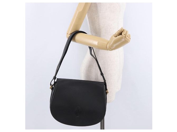 Borsa a tracolla CARTIER Pelle Nero Oro Auth 197686 D'oro - vista 22