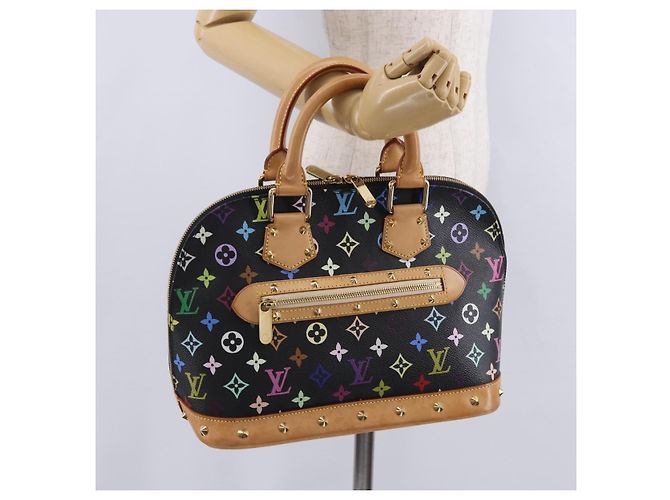 Borsa a mano LOUIS VUITTON Monogram Multicolor Alma Nera M92646 LV Auth BA15314V Nero - vista 23
