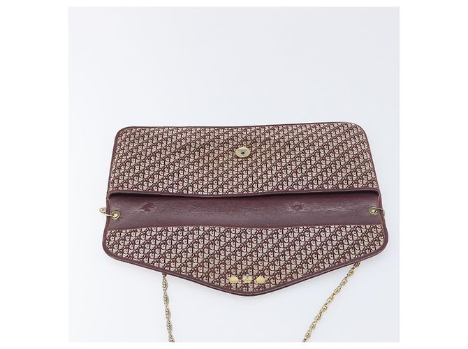 Borsa a tracolla con catena Christian Dior Trotter Canvas Rosso Oro Auth fm5440 D'oro - vista 10