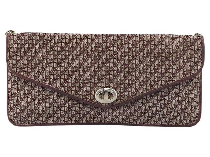 Borsa a tracolla con catena Christian Dior Trotter Canvas Rosso Oro Auth fm5440 D'oro - vista 13
