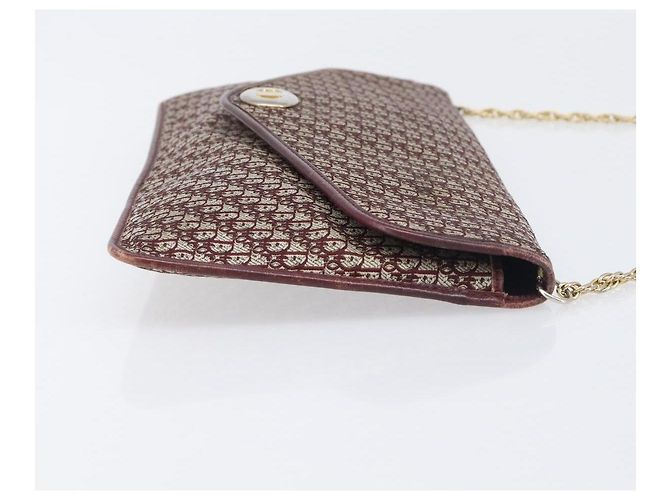 Borsa a tracolla con catena Christian Dior Trotter Canvas Rosso Oro Auth fm5440 D'oro - vista 4