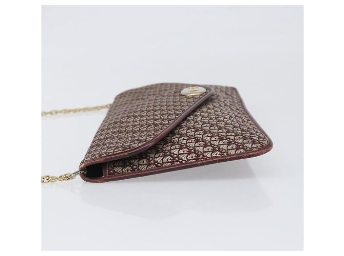 Borsa a tracolla con catena Christian Dior Trotter Canvas Rosso Oro Auth fm5440 D'oro - vista 5