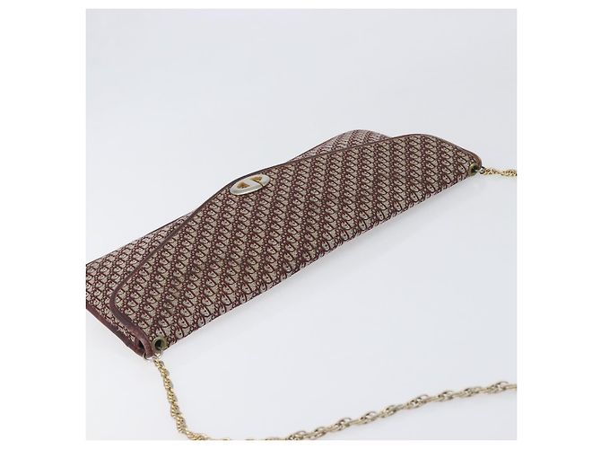 Borsa a tracolla con catena Christian Dior Trotter Canvas Rosso Oro Auth fm5440 D'oro - vista 7
