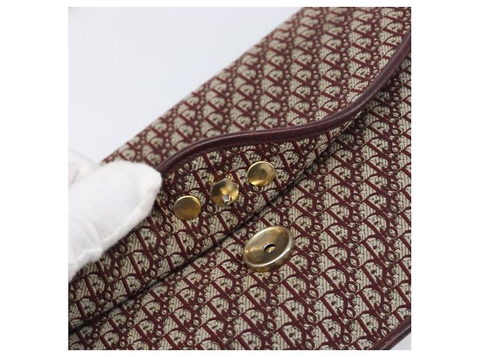 Borsa a tracolla con catena Christian Dior Trotter Canvas Rosso Oro Auth fm5440 D'oro - vista 9