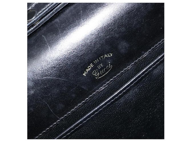 Borsa a tracolla GUCCI in pelle nera e oro Auth 199099 Nero D'oro - vista 18