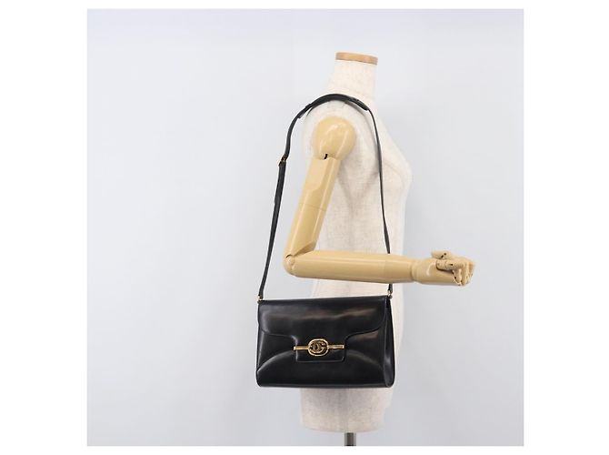 Borsa a tracolla GUCCI in pelle nera e oro Auth 199099 Nero D'oro - vista 21