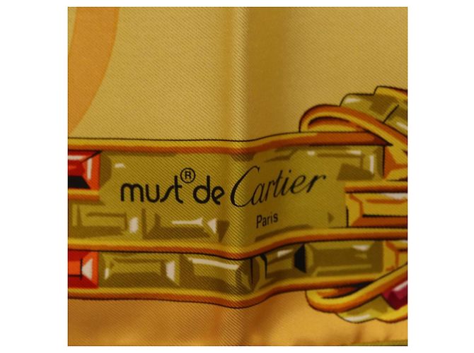 Sciarpa in seta con motivo gioielli CARTIER Giallo Auth am12255M - vista 11