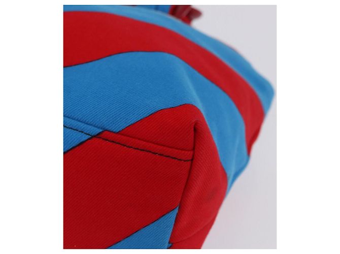 Borsa Tote con Catena Miu Miu Canvas Red Blue Auth BA15319V Rosso - vista 16