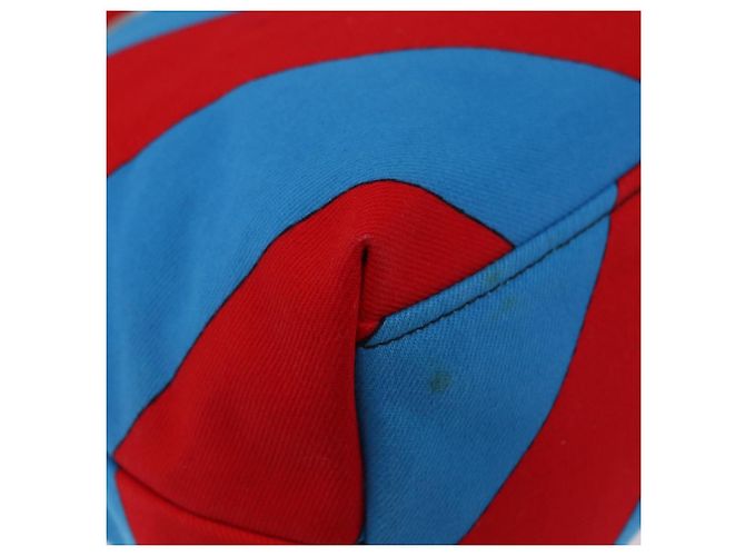 Borsa Tote con Catena Miu Miu Canvas Red Blue Auth BA15319V Rosso - vista 17