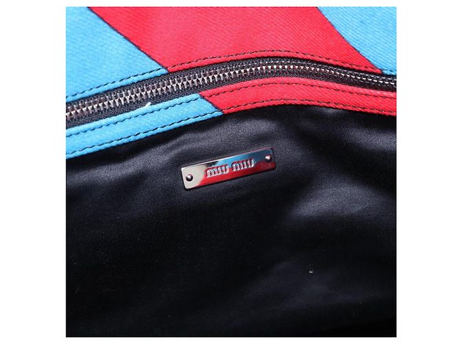 Borsa Tote con Catena Miu Miu Canvas Red Blue Auth BA15319V Rosso - vista 19