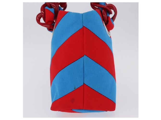 Borsa Tote con Catena Miu Miu Canvas Red Blue Auth BA15319V Rosso - vista 3