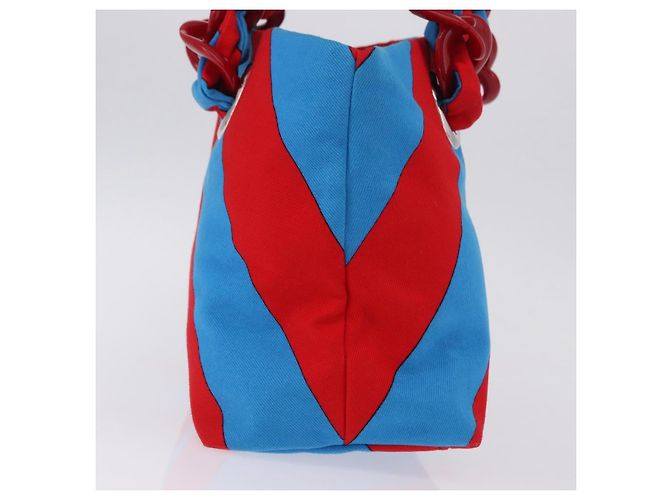 Borsa Tote con Catena Miu Miu Canvas Red Blue Auth BA15319V Rosso - vista 5