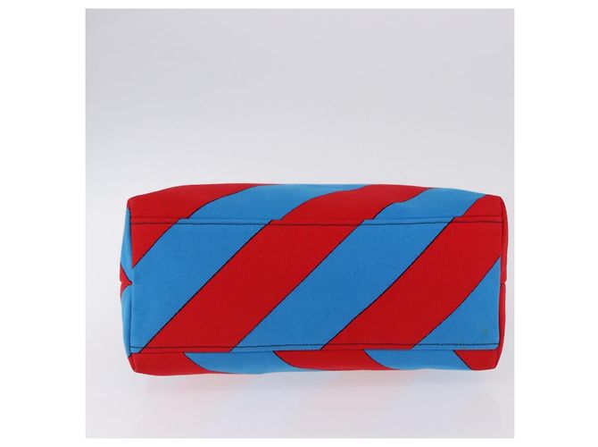 Borsa Tote con Catena Miu Miu Canvas Red Blue Auth BA15319V Rosso - vista 6