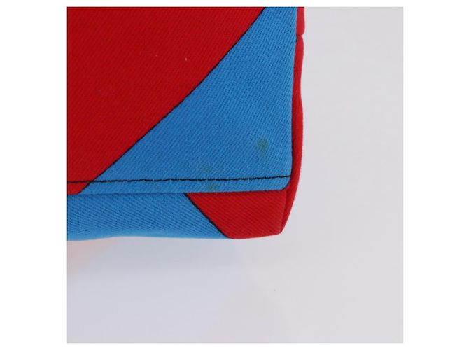 Borsa Tote con Catena Miu Miu Canvas Red Blue Auth BA15319V Rosso - vista 7