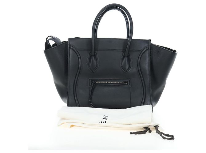 Céline Borsa a mano CELINE Luggage Phantom in pelle nera autentica am12412M Nero - vista 12