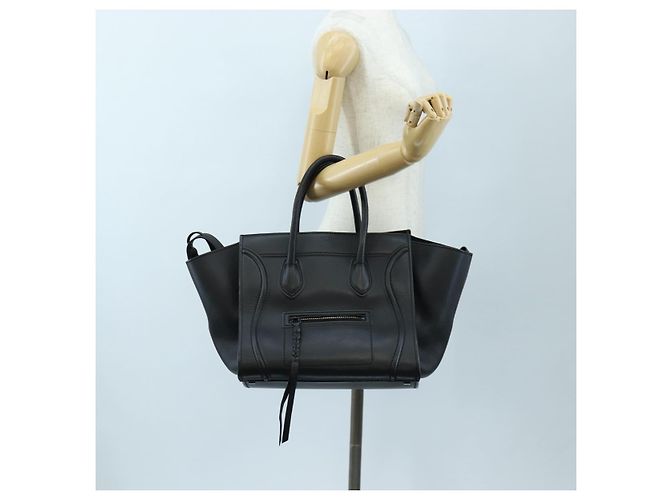 Céline Borsa a mano CELINE Luggage Phantom in pelle nera autentica am12412M Nero - vista 25