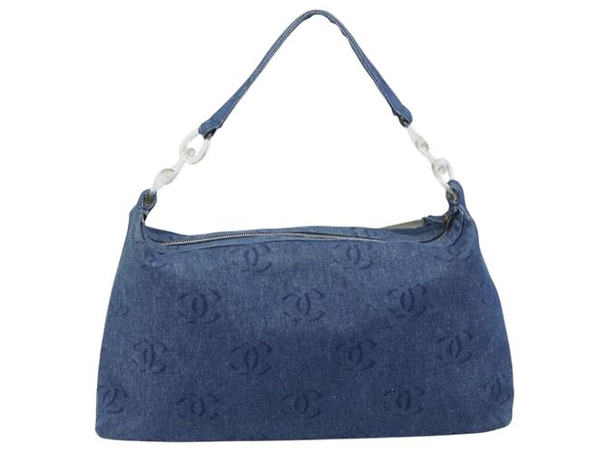 Borsa a tracolla CHANEL COCO Mark Denim Blue Silver CC Auth yk20842V Argento - vista 2