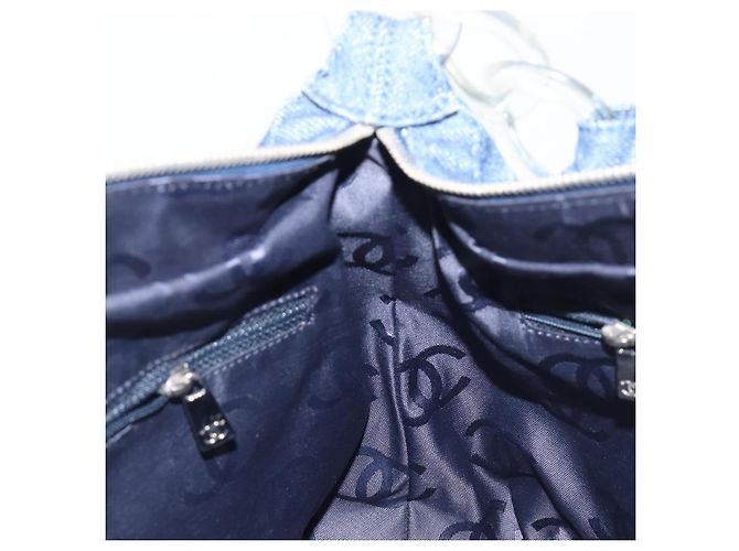 Borsa a tracolla CHANEL COCO Mark Denim Blue Silver CC Auth yk20842V Argento - vista 21