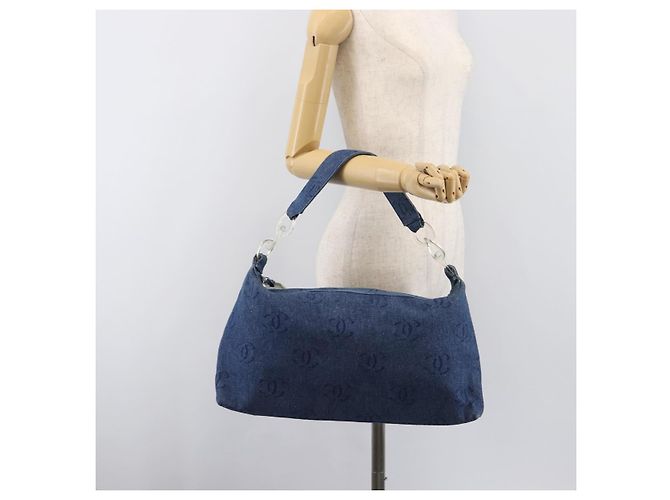 Borsa a tracolla CHANEL COCO Mark Denim Blue Silver CC Auth yk20842V Argento - vista 24