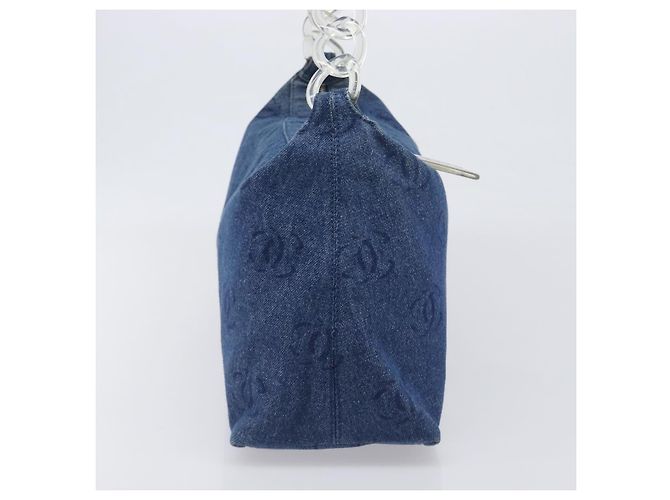 Borsa a tracolla CHANEL COCO Mark Denim Blue Silver CC Auth yk20842V Argento - vista 4
