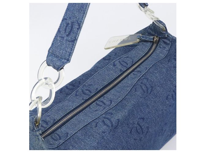 Borsa a tracolla CHANEL COCO Mark Denim Blue Silver CC Auth yk20842V Argento - vista 6